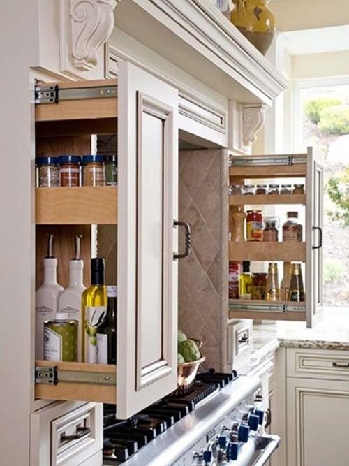 18.) Use slide-out drawers in the home for spices and pantry items.