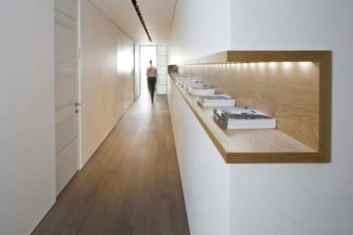 7.) Add a shelf to a long hallway for extra storage space.