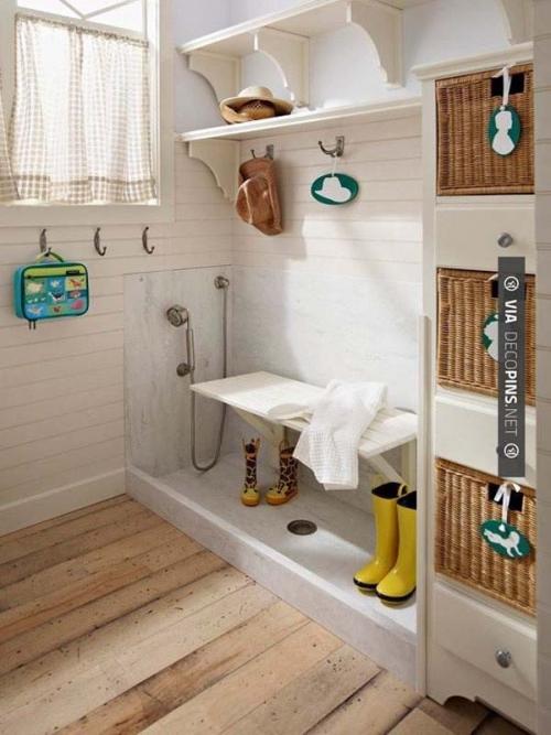33.) Install a simple dog bath to a mud room or entry way.