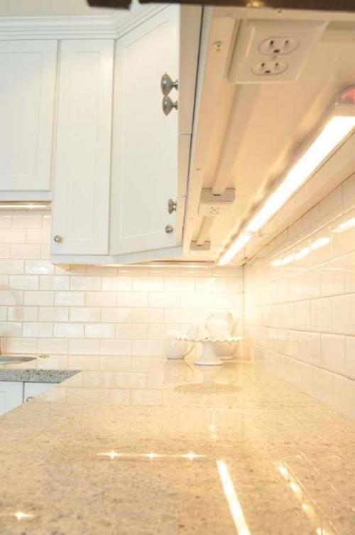 16.) Install your outlets underneath your cabinets so you don't ruin your backsplash.