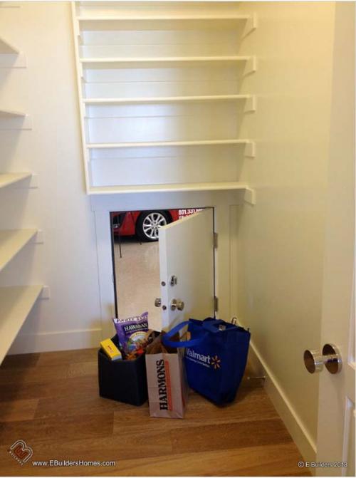 12.) If your garage is adjacent to your kitchen, add a little door to make unloading groceries easier.