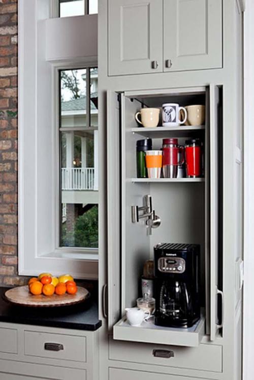 26.) Hide away appliances behind sliding doors.