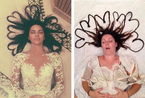 Woman Recreate Popular Celebrity Instagram Photos 1