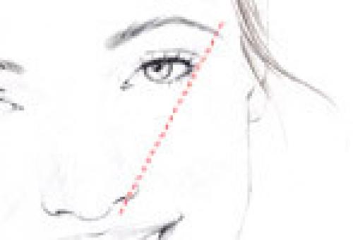 STEP 4 Next, angle the pencil so it aligns with the outer corner of the eye. Where it hits the brow is where the eyebrow should end. At this point, it should taper slightly down.