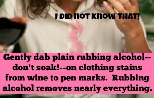 rubbing alcohol for stains