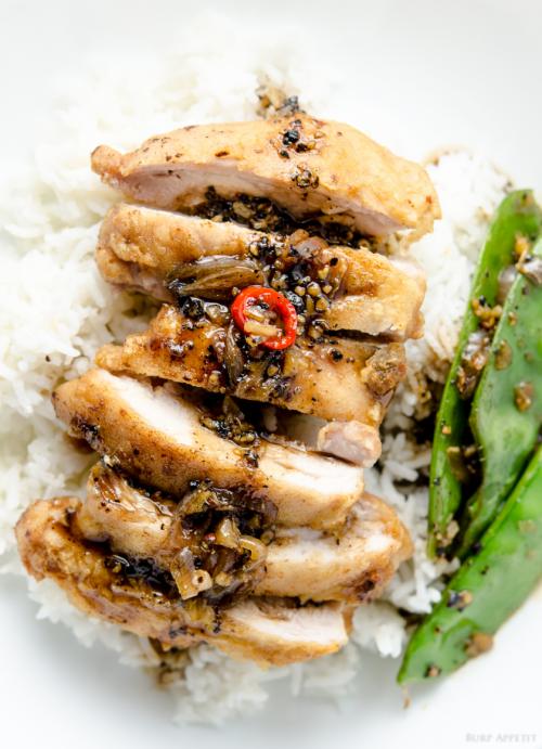 Chicken with black pepper sauce