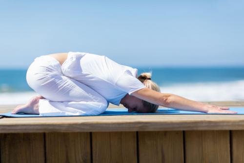 Child's pose is a great yoga pose for beginners