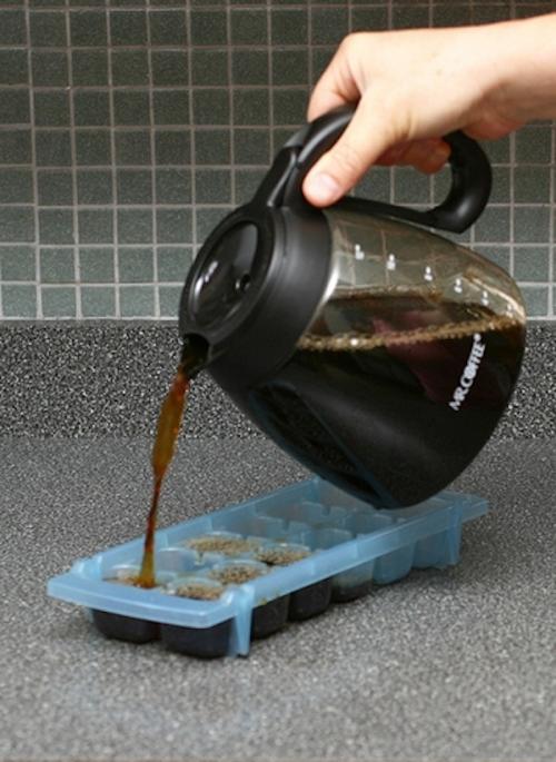 Make coffee ice cubes for your iced coffee.