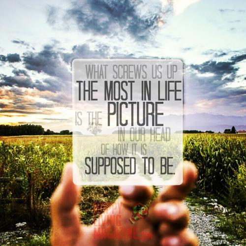 What screws us up most in life is the picture in our head of how it is supposed to be.