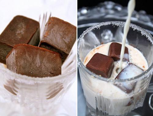 Make chocolate ice cubes and add them to vanilla milk.